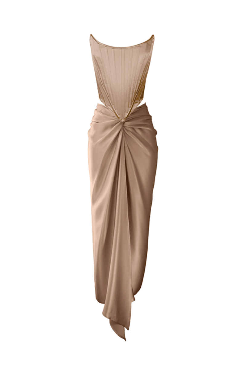 CHAMPAGNE TWO-PIECE TWIST SET - CULT MIA