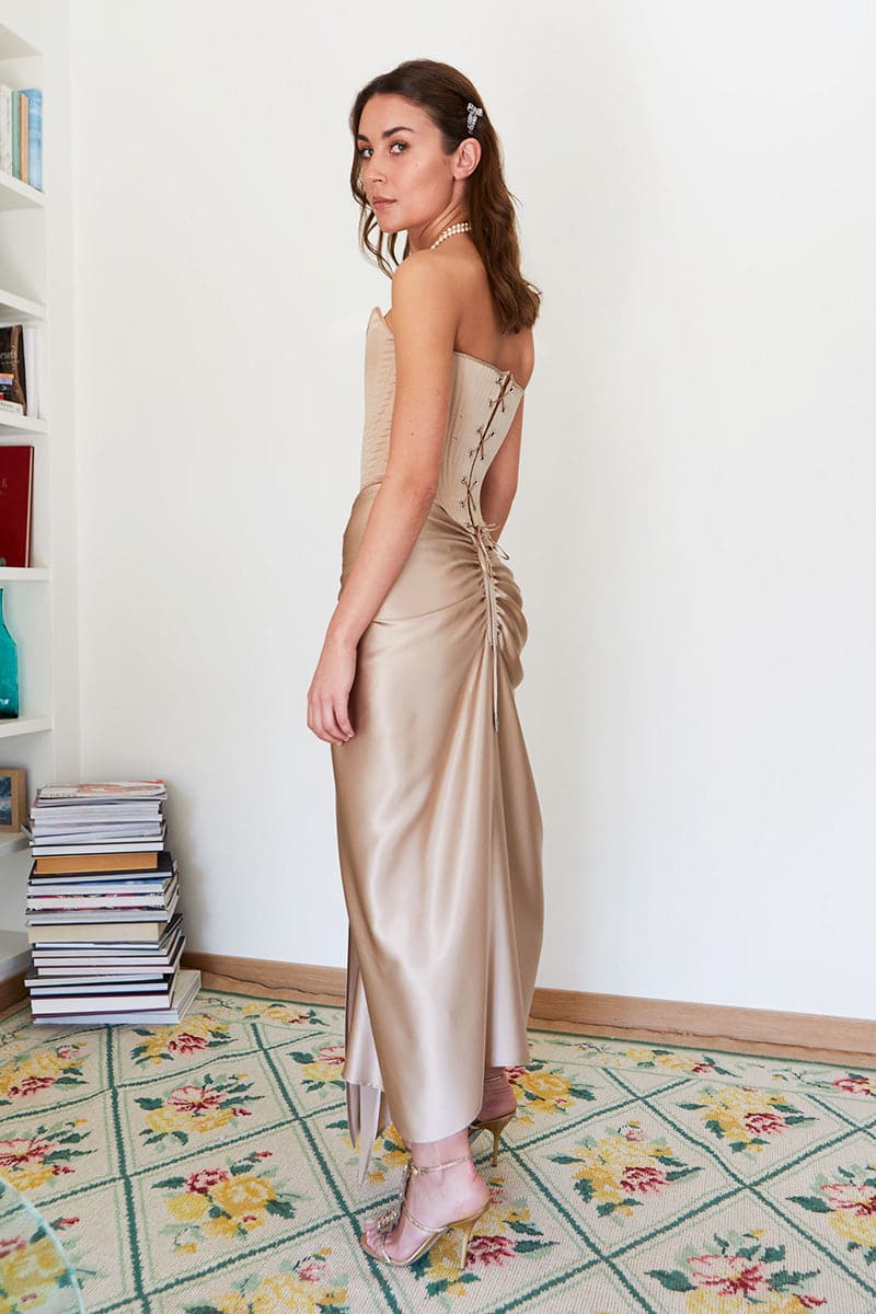 CHAMPAGNE TWO-PIECE TWIST SET - CULT MIA
