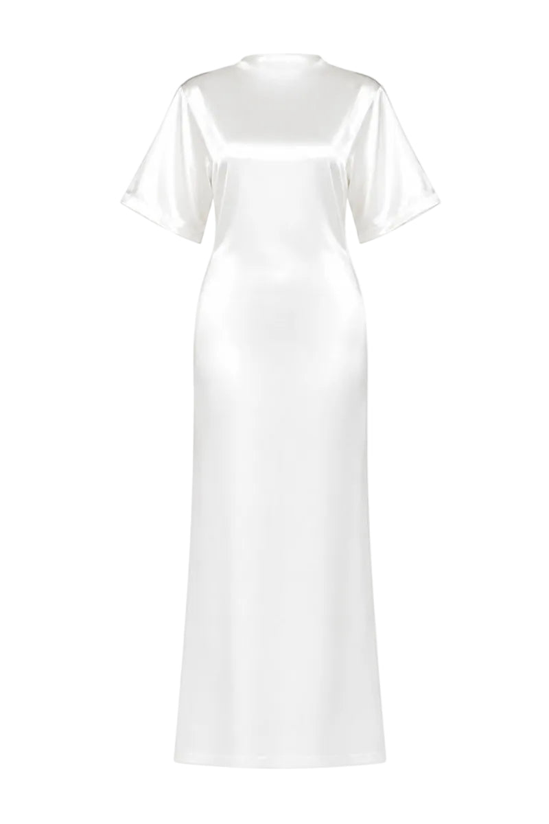 WEDDING LACE SILK MAXI DRESS IN WHITE | CULT MIA