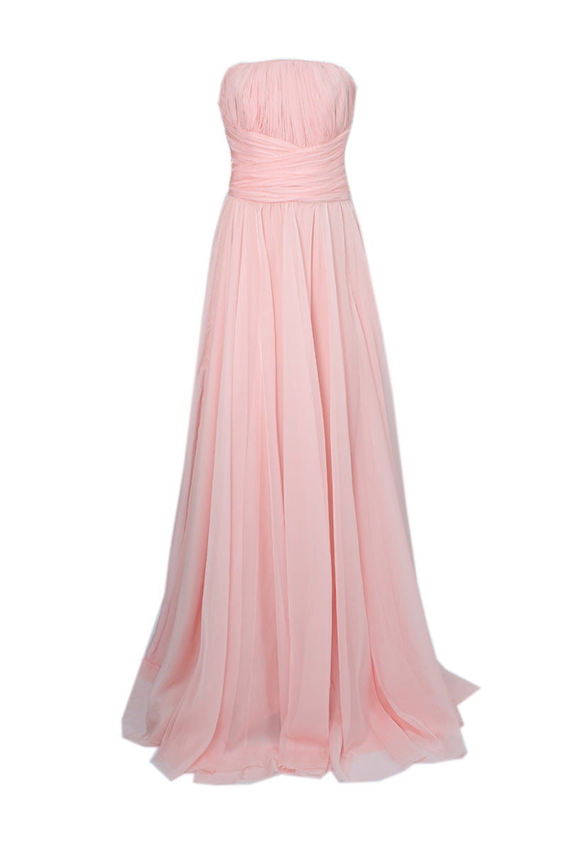 POWDER PINK CORSET DRAPED GOWN - CULT MIA