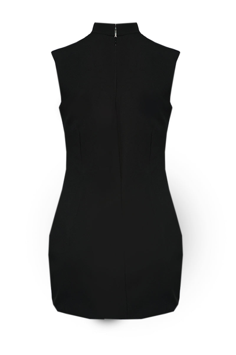 BLACK CRYSTAL ACCENTS CUT-OUT MINI DRESS - CULT MIA