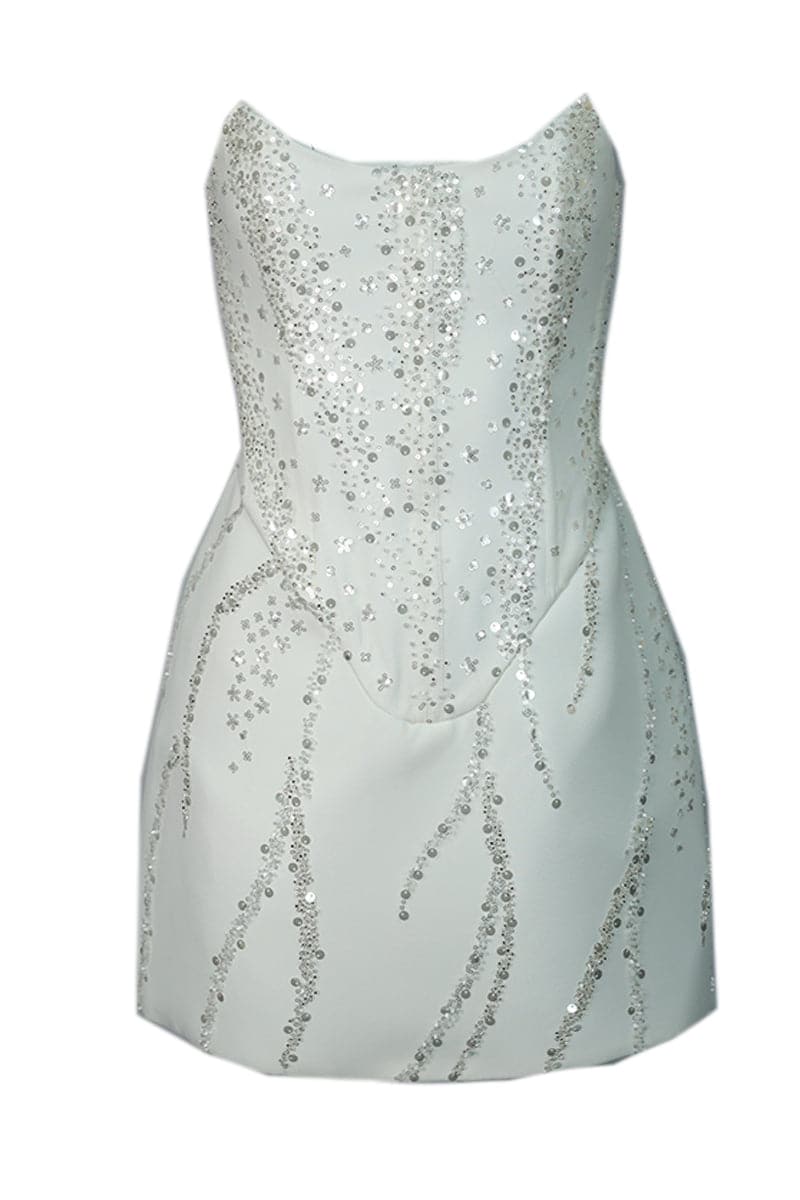 FULLY EMBROIDERED SHORT CORSET DRESS - CULT MIA