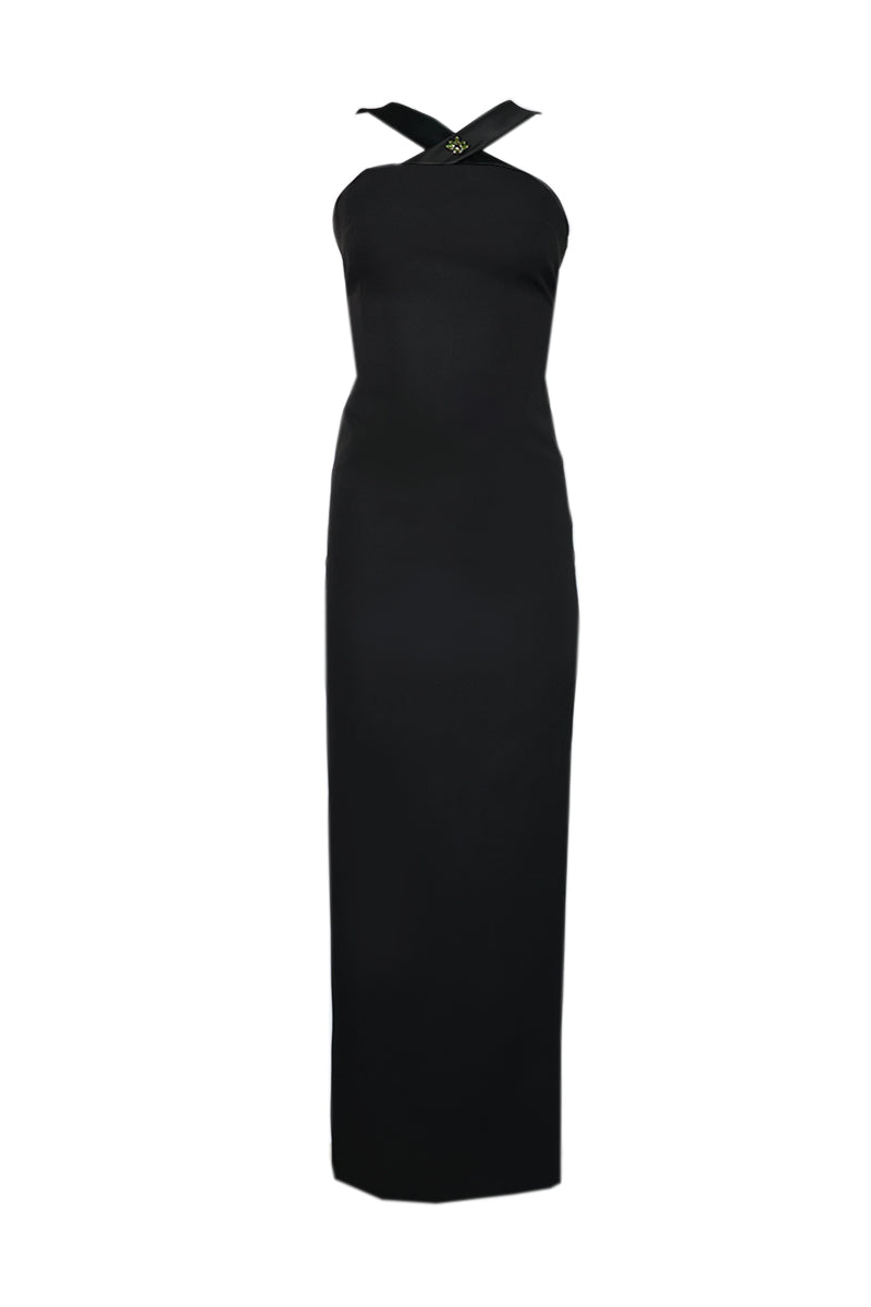 BLACK STONE EMBELLISHED MAXI DRESS - CULT MIA
