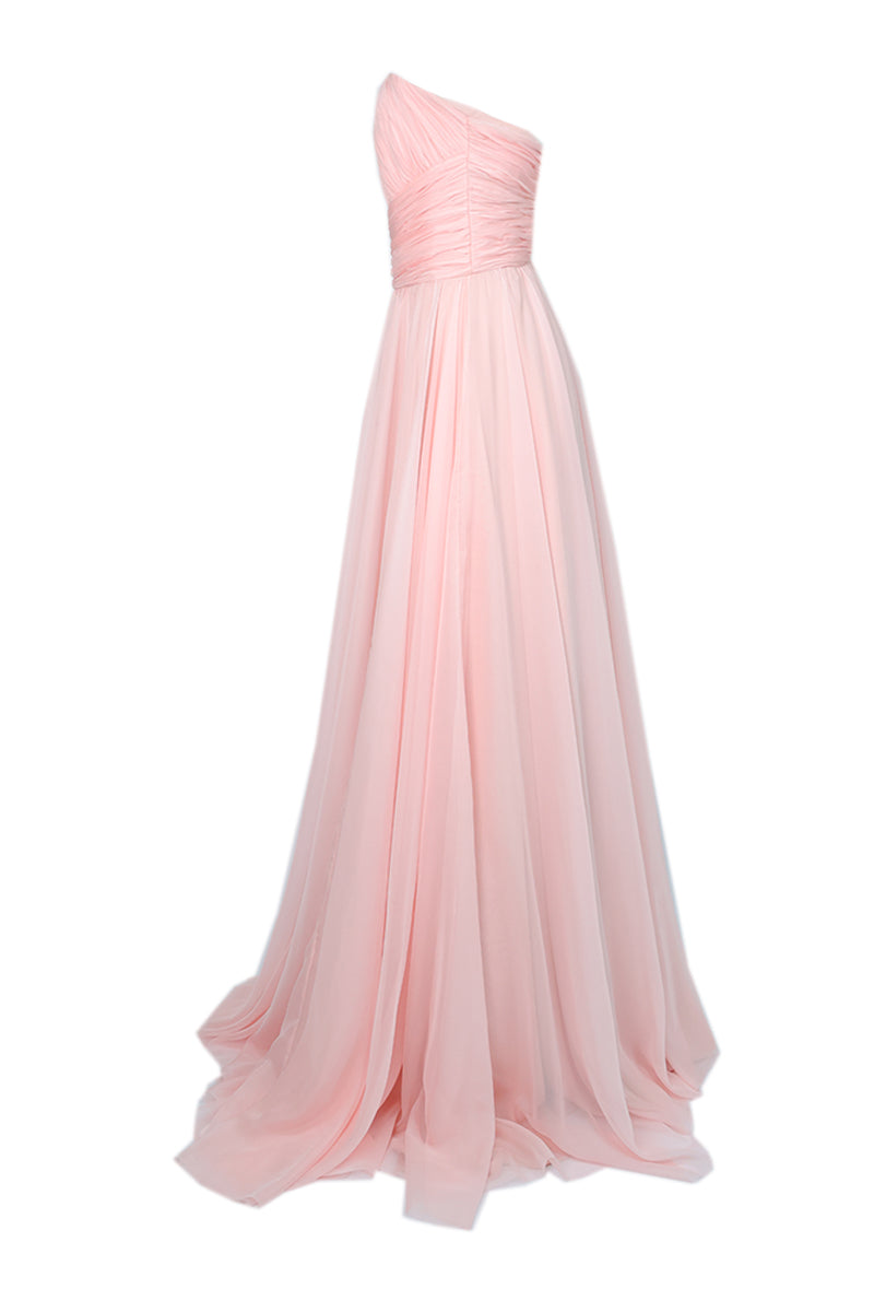 POWDER PINK CORSET DRAPED GOWN - CULT MIA