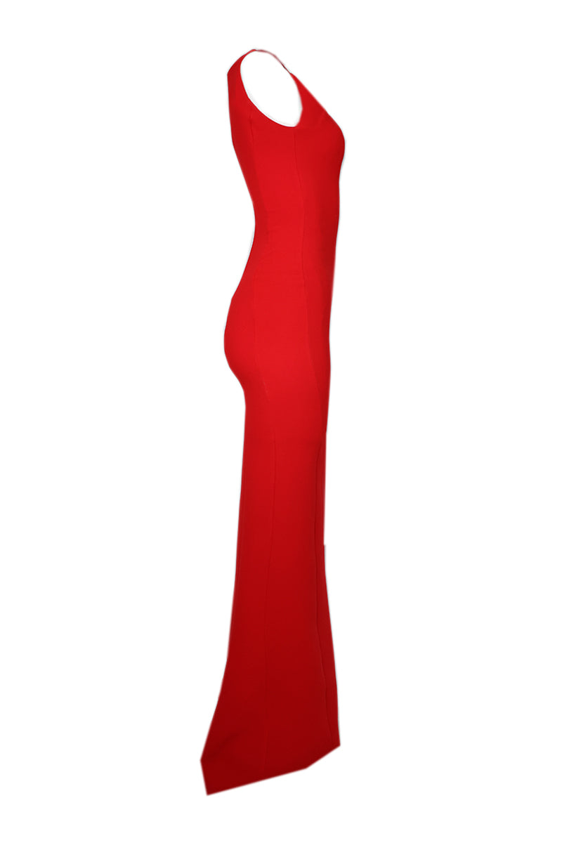 RED BOATNECK MAXI DRESS - CULT MIA