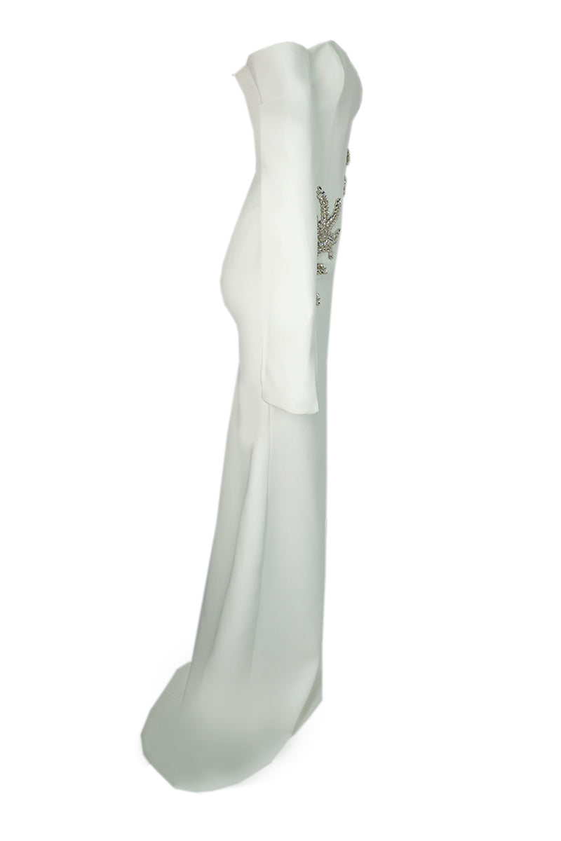 CRYSTAL EMBELLISHED OFF-SHOULDER BRIDAL GOWN - CULT MIA