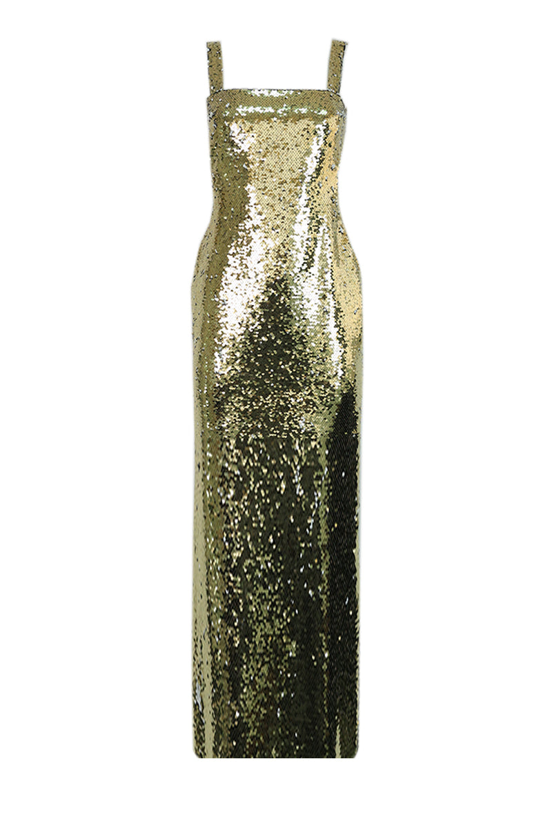 GOLDEN SEQUINED BACKLESS DRESS - CULT MIA