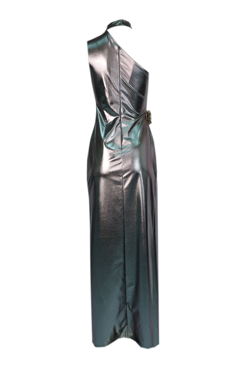 GLIMMERING ONE-SHOULDER METALLIC DRESS - CULT MIA