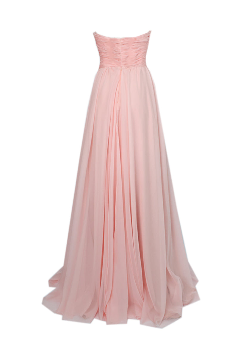 POWDER PINK CORSET DRAPED GOWN - CULT MIA