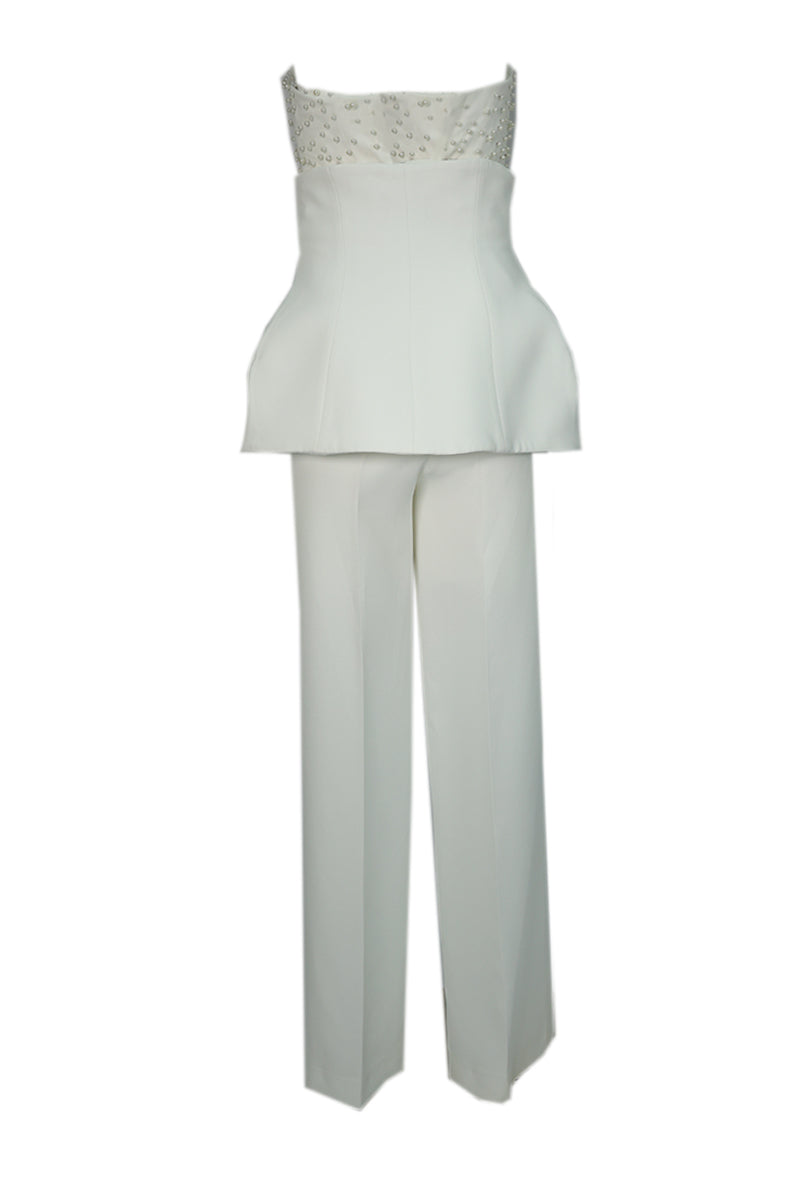 PEARL EMBELLISHED HOURGLASS BRIDAL THREE-PIECE SET - CULT MIA
