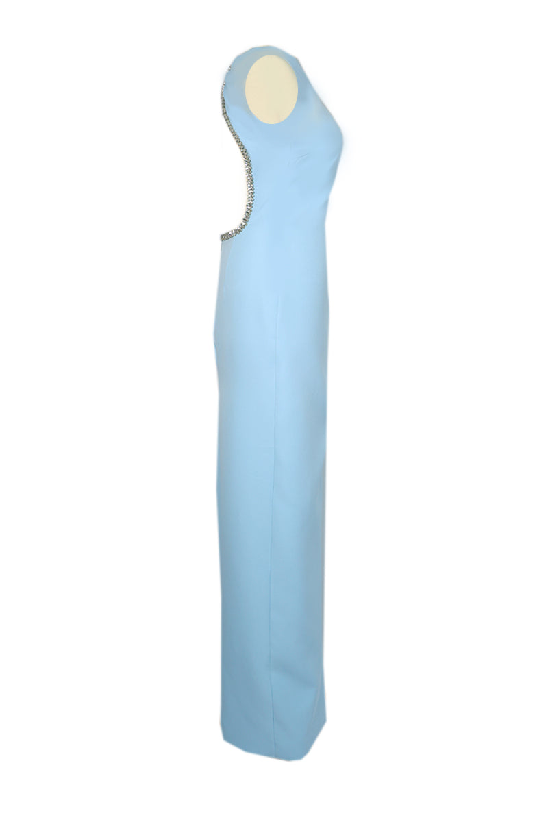BABY BLUE ADORNED OPEN BACK MAXI DRESS - CULT MIA