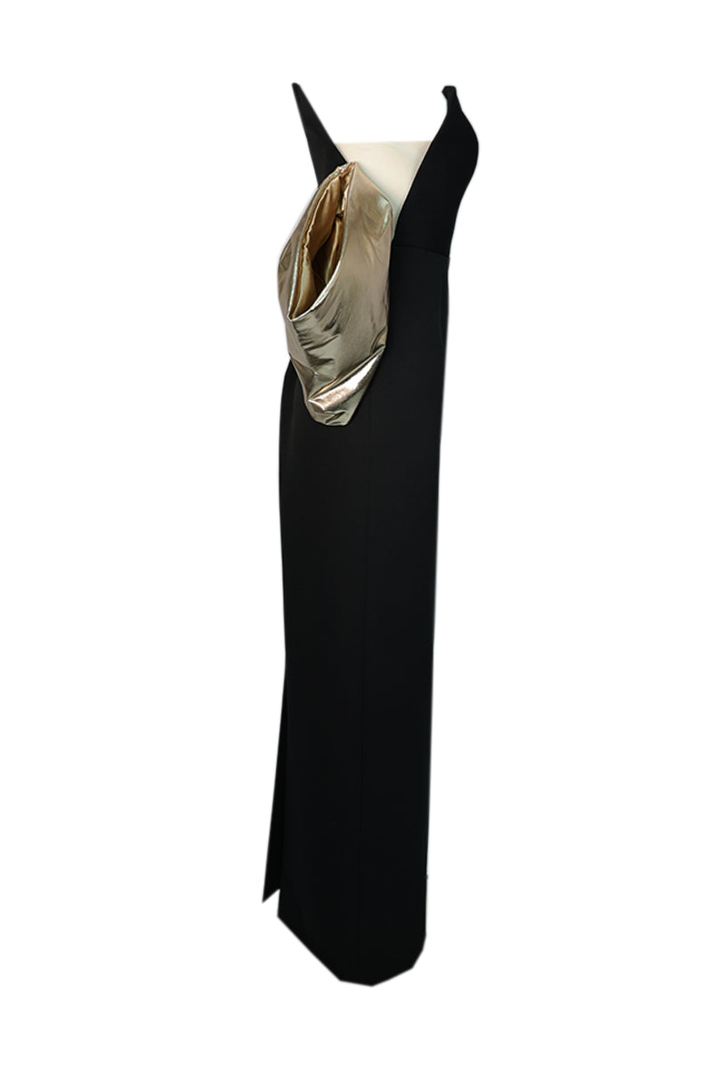METALLIC-SLEEVED CIRCULAR BODICE DRESS - CULT MIA