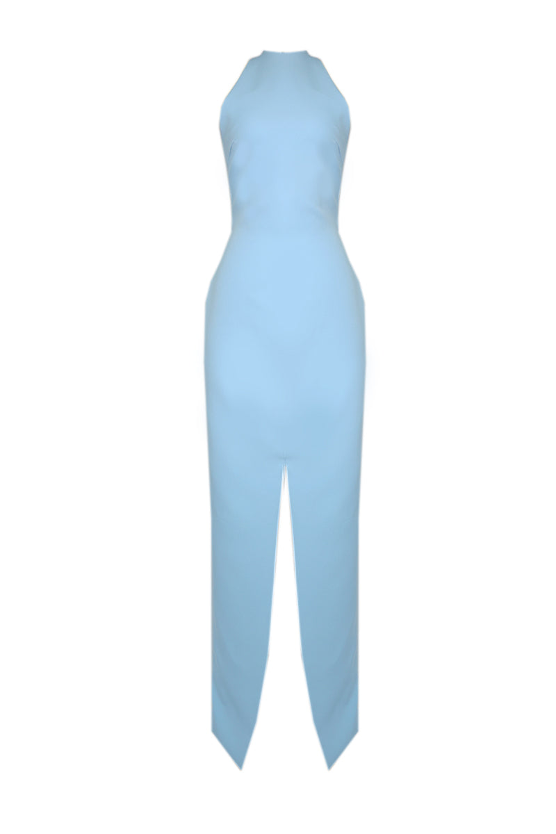 BABY BLUE ADORNED OPEN BACK MAXI DRESS - CULT MIA