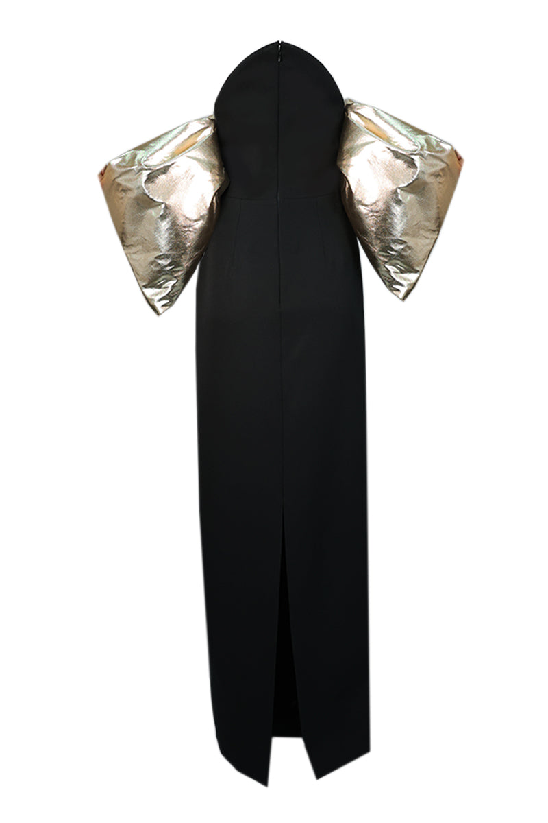 METALLIC-SLEEVED CIRCULAR BODICE DRESS - CULT MIA