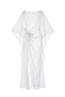 White Plan Aurelia draped maxi dress featuring elegant flowing fabric and a stylish, relaxed fit.