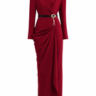 Elegant Crimson Muse gown by White Plan featuring flowing fabric and intricate details, perfect for formal occasions.