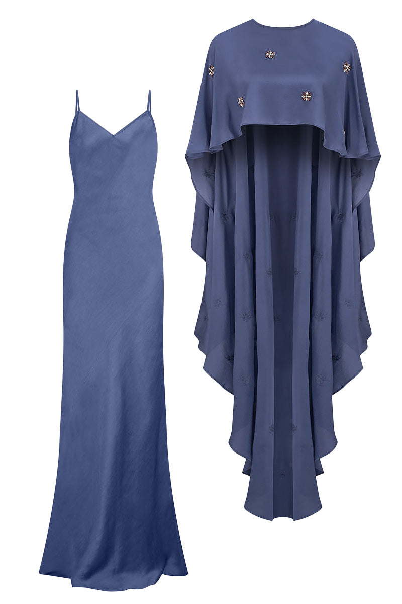 FIZA EMBELLISHED CAPE AND MASTANI MAXI SLIP SET