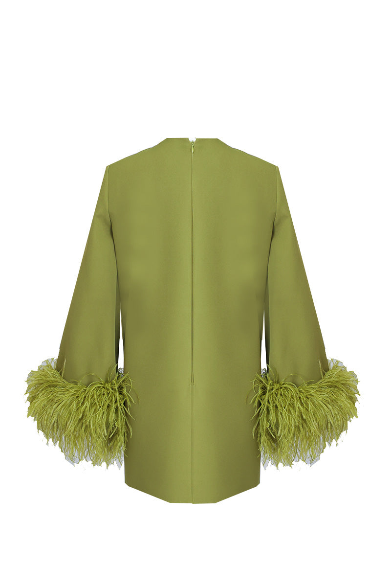 SHORT ANISE WITH CRYSTAL EMBELLISHMENTS IN ANISE GREEN - CULT MIA