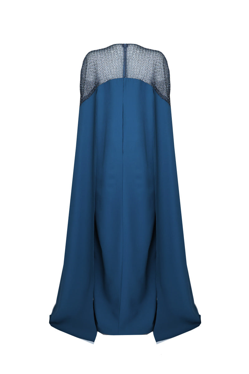 REGAL EMBROIDERED MAXI DRESS IN PETROL - CULT MIA