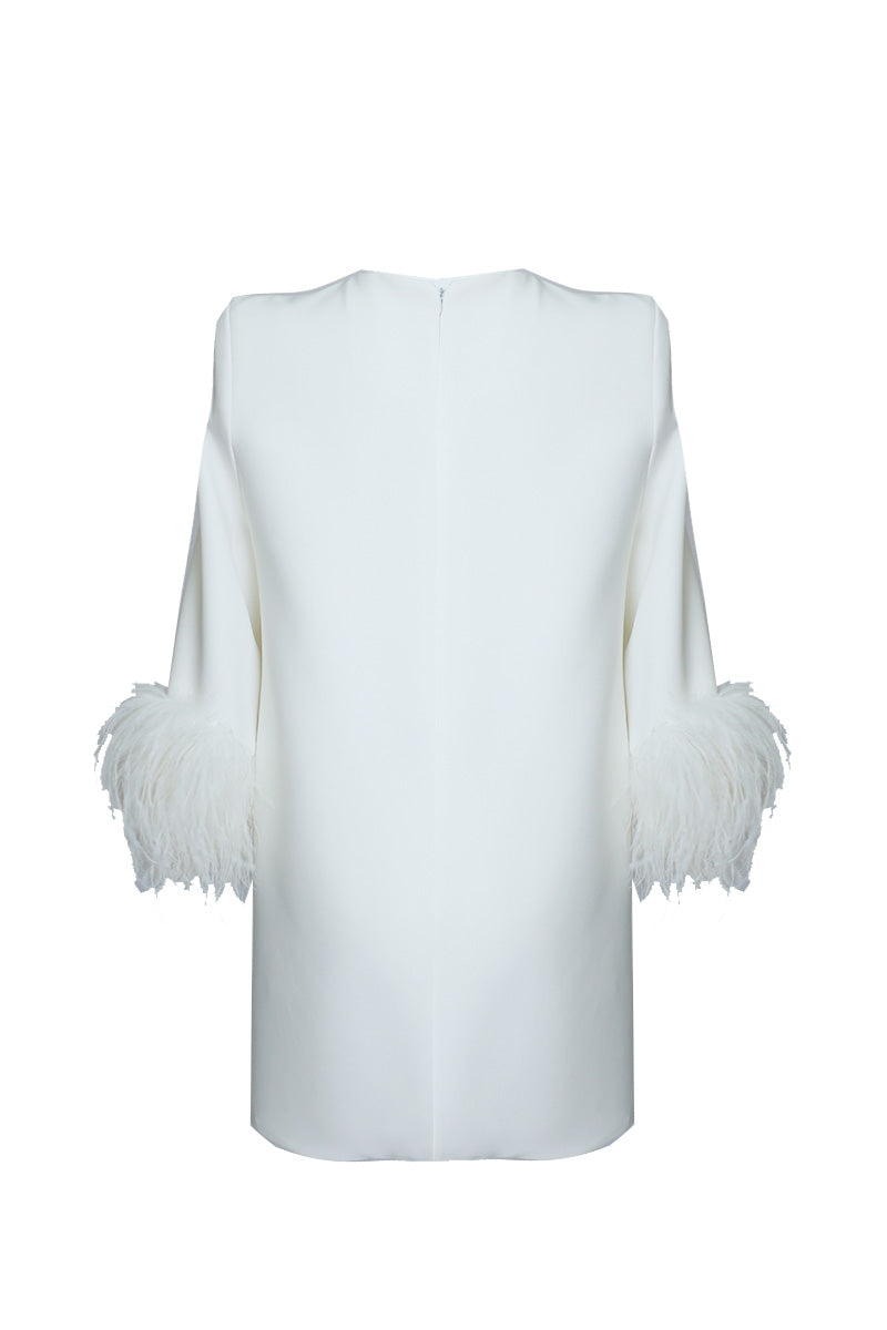 SHORT OFF-WHITE WITH DAZZLING CRYSTAL EMBELLISHMENTS - CULT MIA