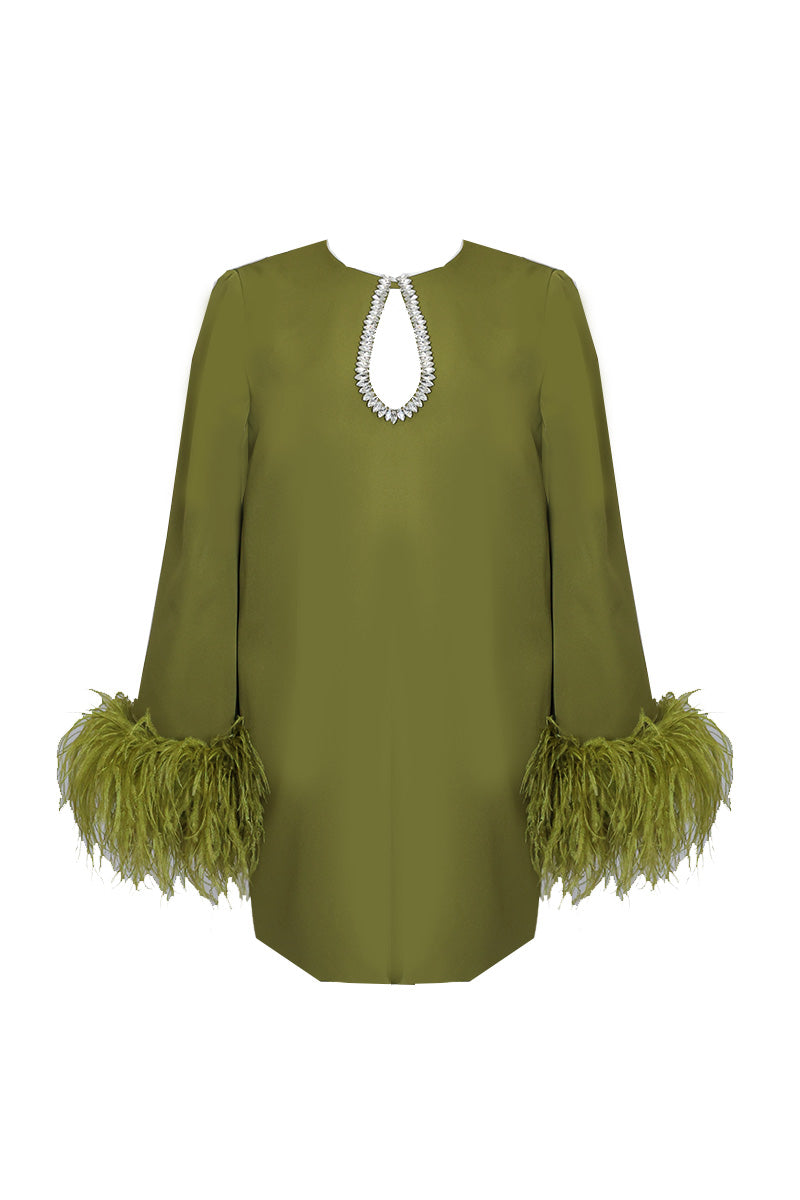 SHORT ANISE WITH CRYSTAL EMBELLISHMENTS IN ANISE GREEN - CULT MIA