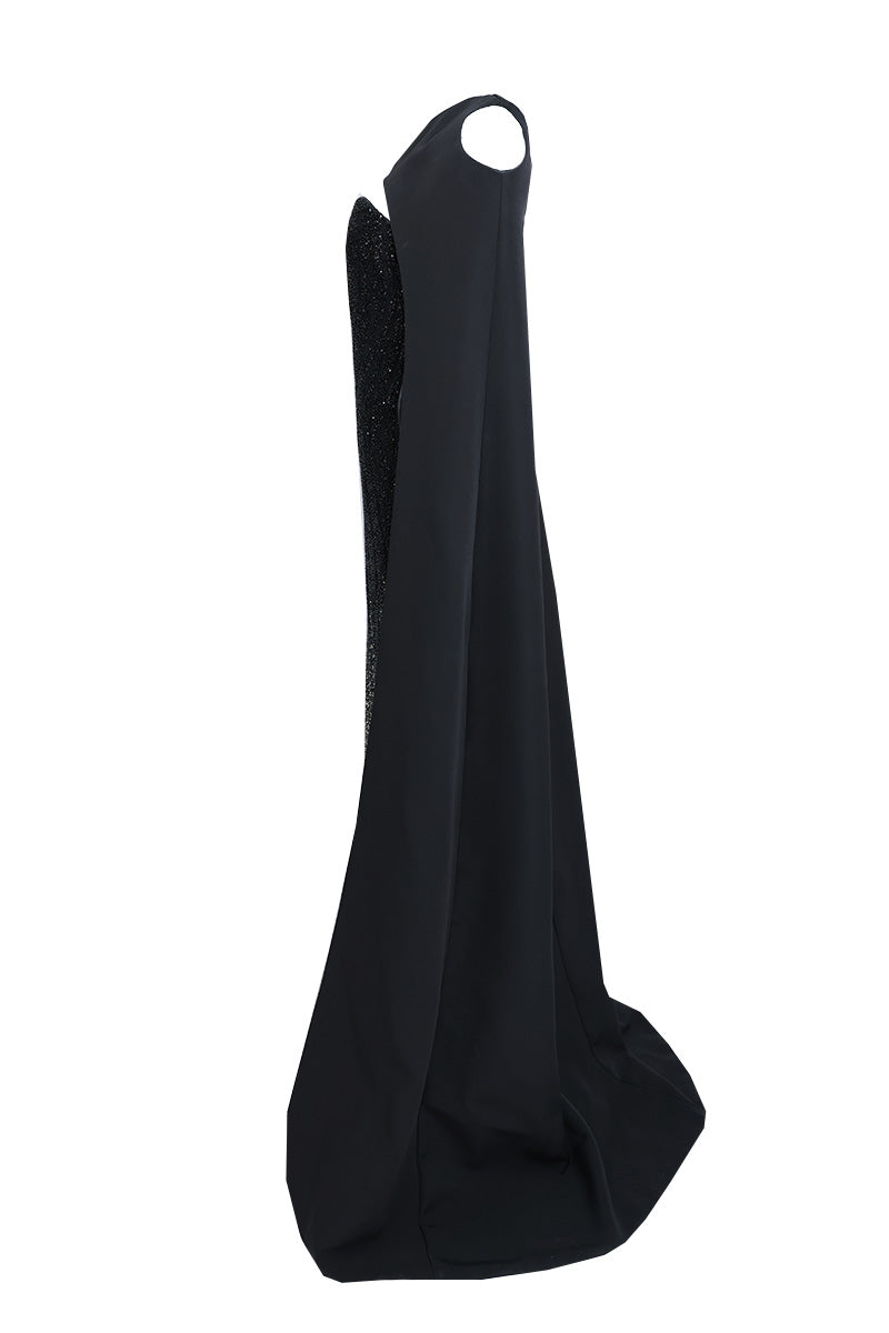 REGAL 2IN1 COUTURE EMBROIDERED CORSET DRESS WITH DETACHABLE CAPE - CULT MIA