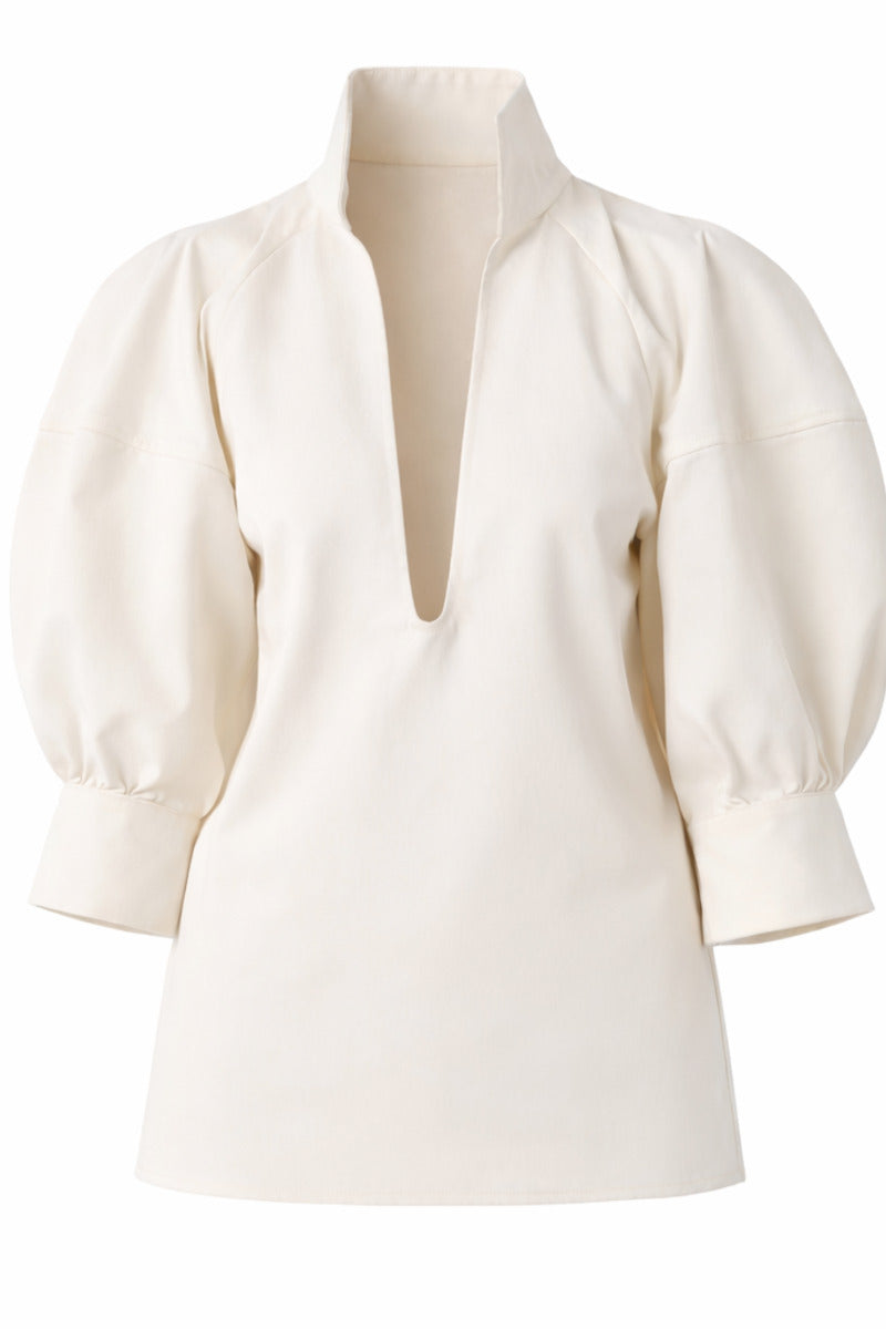 Gray-beige structure shirt by Delegan displayed on a ghost mannequin, showcasing the fit and fabric texture of the stylish shirt.