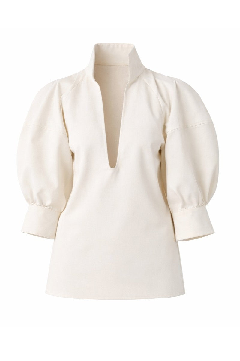 Gray-beige structure shirt by DELEGAN displayed on a ghost mannequin, showcasing its tailored fit and modern design.