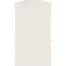 Delegan structural top in milk color displayed on a ghost mannequin, showcasing a stylish and modern sleeveless design.