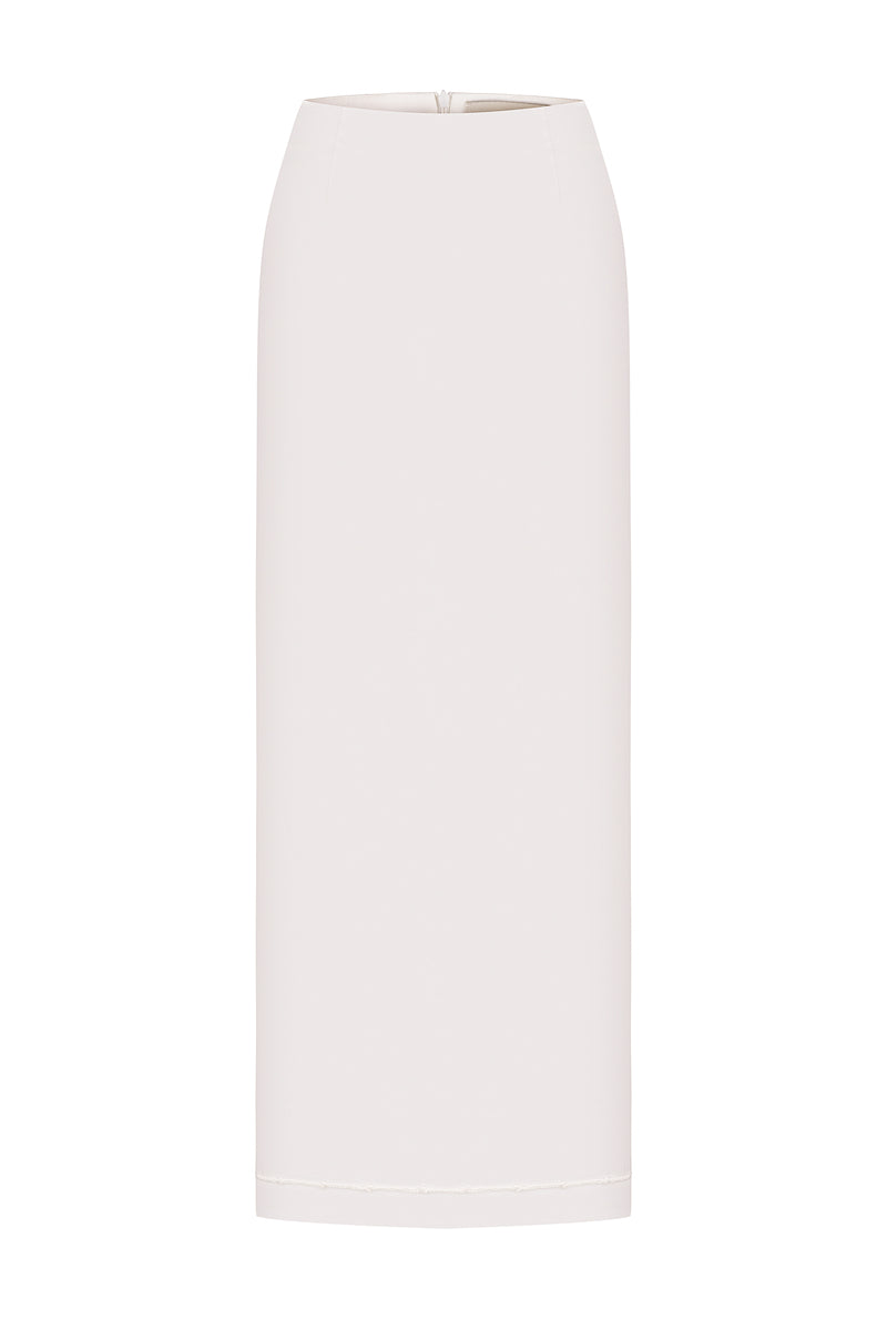 SKIRT WITH KNITTED ORNAMENT IN WHITE