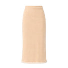 Delegan wool midi skirt displayed on a ghost mannequin, showcasing its soft texture and elegant length for stylish winter wear.