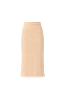 Delegan wool midi skirt displayed on a ghost mannequin, showcasing its soft texture and elegant length for stylish winter wear.