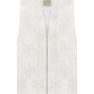 White milk-embroidered vest by Delegan displayed on a ghost mannequin, showcasing the front design and embroidery details.