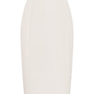Cream-colored DELEGAN cocoon midi skirt displayed on a ghost mannequin, showcasing its elegant, flowing design.