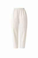 Gray-beige structure pants by DELEGAN displayed on a ghost mannequin, showing the fit and design details of the stylish pants.