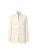 DELEGAN STILL FORM blazer jacket displayed on a ghost mannequin, front view showcasing tailored fit and classic style.