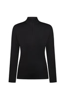 Coal long sleeve top by DELEGAN displayed on a ghost mannequin, front view showing fitted design and soft fabric texture.