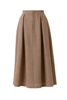 DELEGAN wool midi skirt displayed on a ghost mannequin, showcasing its elegant length and soft fabric texture.