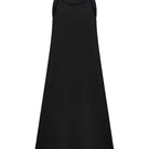 DELEGAN KOSSA Maxi Dress on ghost mannequin, front view showcasing flowy fabric and elegant design.