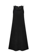 DELEGAN KOSSA Maxi Dress on ghost mannequin, front view showcasing flowy fabric and elegant design.
