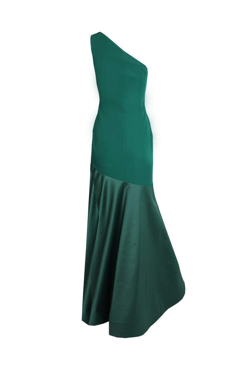 one shoulder dress emerald green Emerald Bridesmaid Dress Crepe Size Large