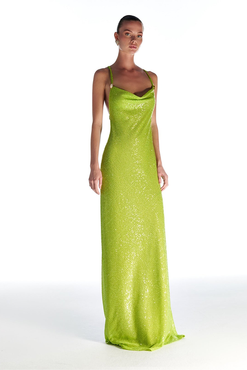 AURE GOLD TRIM GLAM MAXI DRESS | Gigii's | CULT MIA