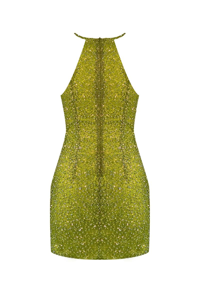 PARADISO GREEN HIGH-NECK MINI DRESS | Gigii's | CULT MIA