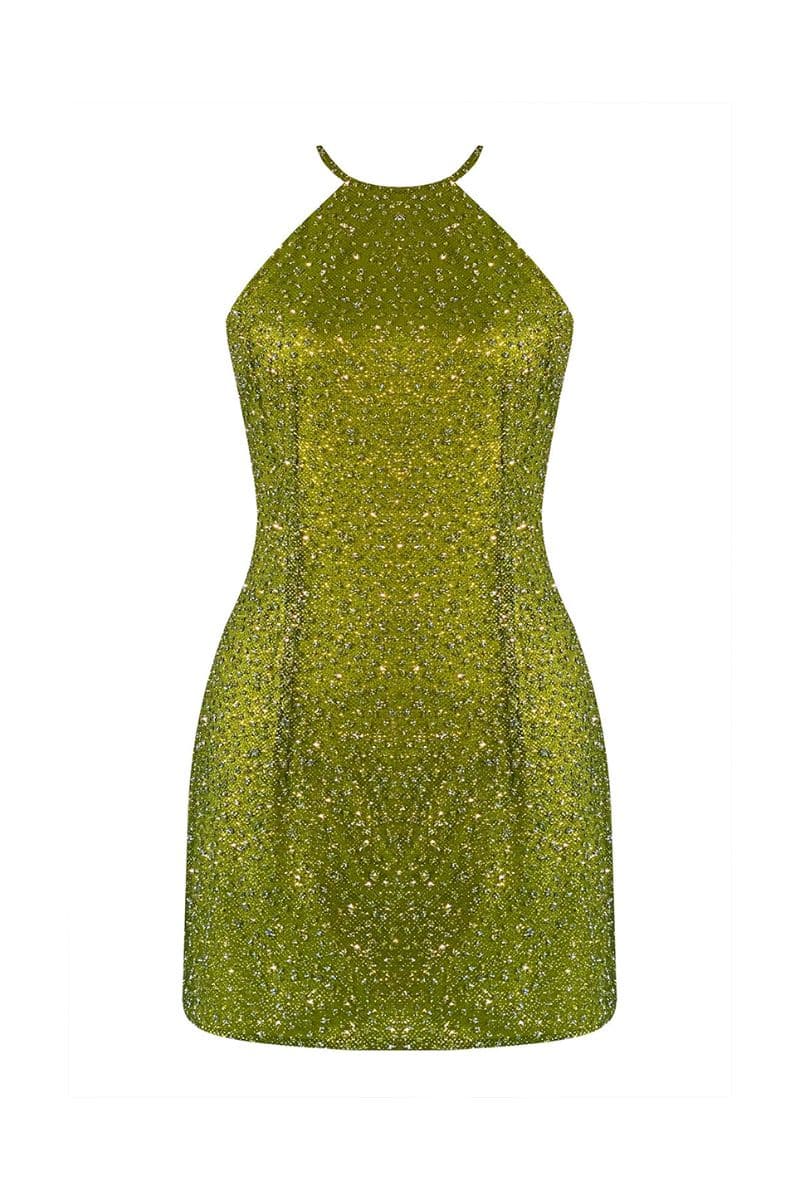 PARADISO GREEN HIGH-NECK MINI DRESS | Gigii's | CULT MIA