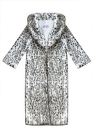 Gigii's Sophia vegan fur coat in black and white, stylish and cozy coat with plush fur texture, perfect for cold weather.