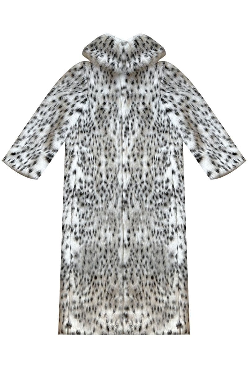Gigii's Sophia vegan fur coat in black and white, stylish coat with soft faux fur texture, suitable for cold weather fashion.