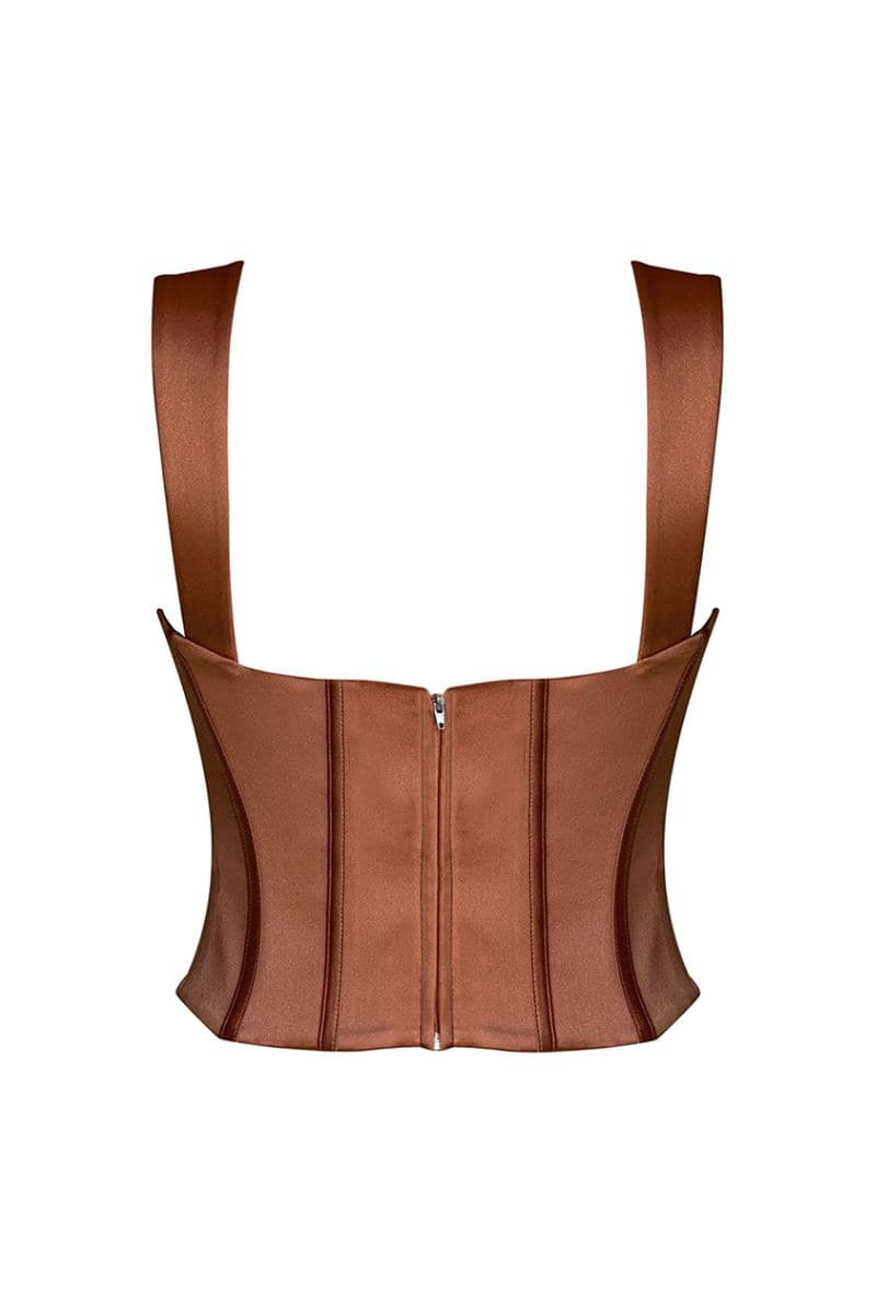 VIVIENNE BROWN SATIN BUSTIER | Gigii's | CULT MIA