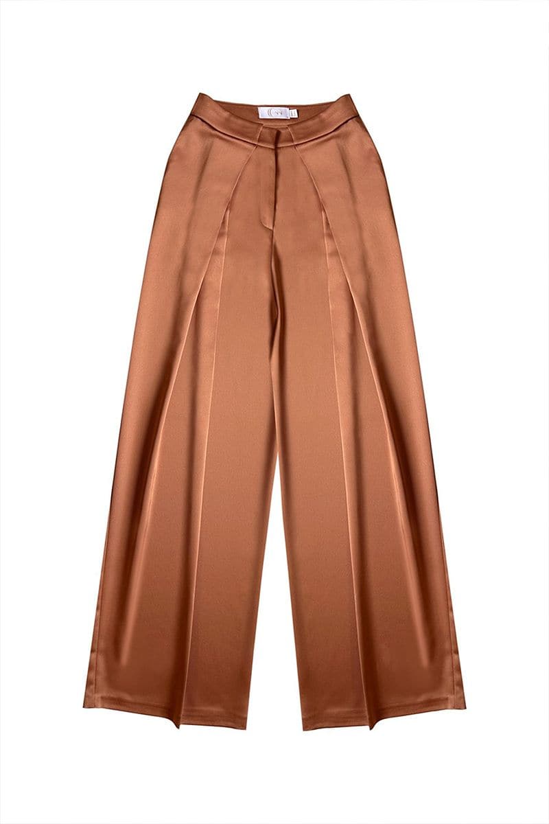 VIVIENNE BROWN SATIN PANTS | Gigii's | CULT MIA