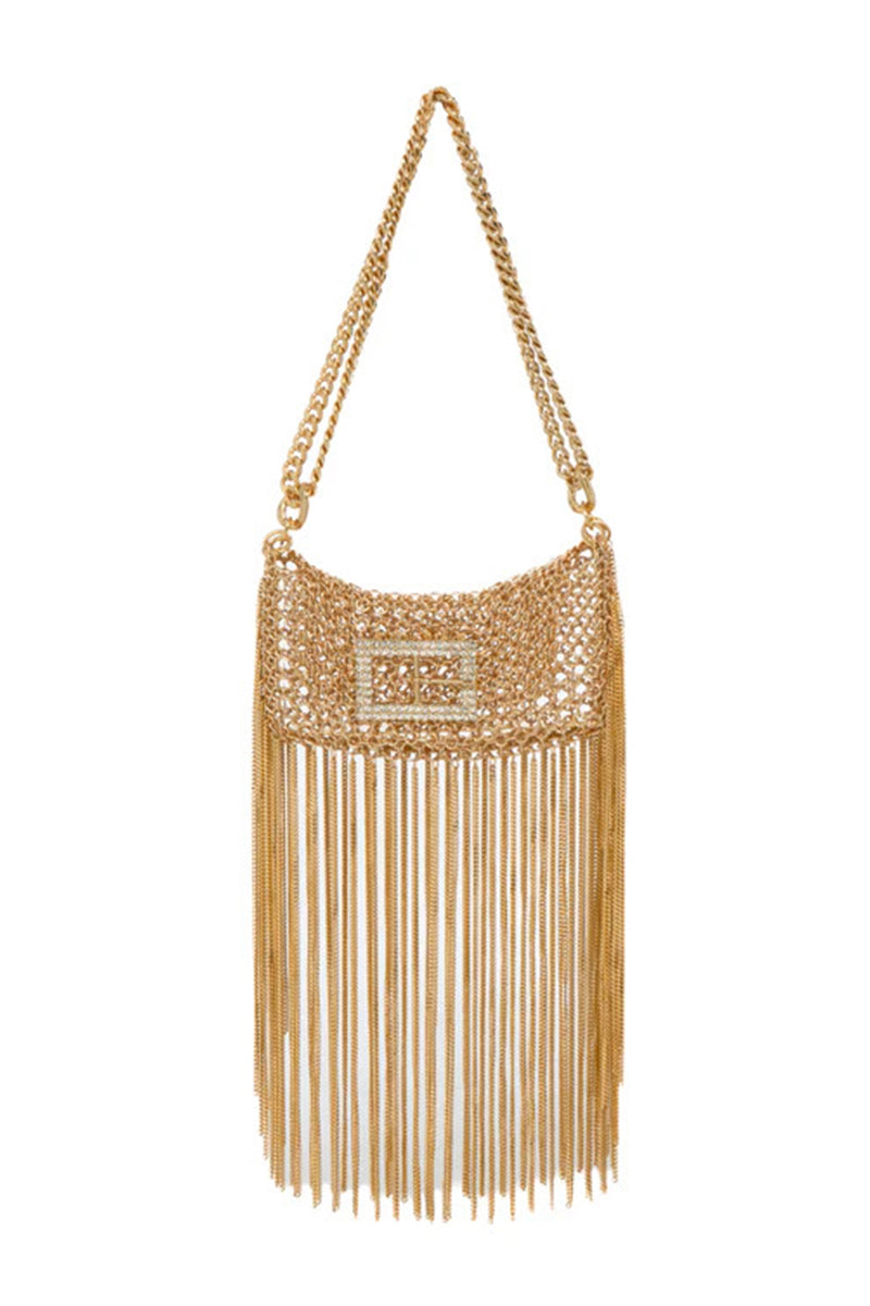 Silvia Gnecchi gold Rodeo shoulder bag with structured design and gold-tone hardware, stylish for casual and formal wear.