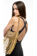 Silvia Gnecchi gold Rodeo shoulder bag with sleek design and metallic finish, featuring a stylish strap and compact shape.